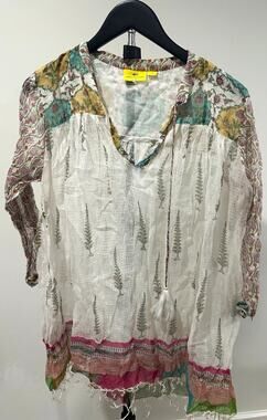 Roller Rabbit Printed Serafina Tassel Keyhole Tunic Cover-Up Size S